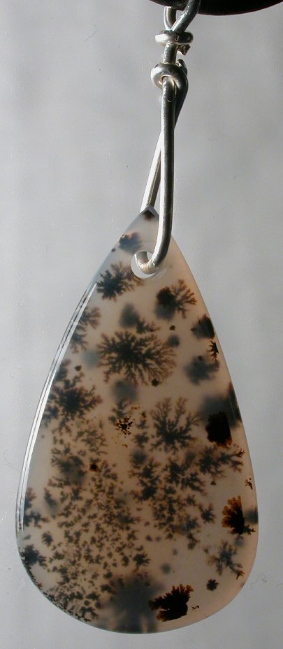 Dendritic agate pendant
focal point bead Handmade by Billy Mason unique gold Jewelry pictures and info